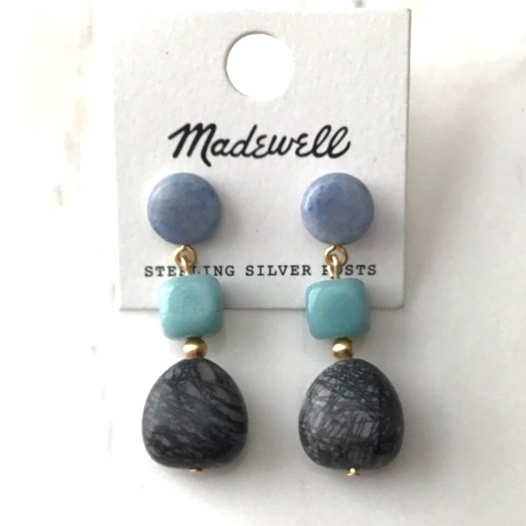 Madewell Earrings Semiprecious Stones New With Tag Rare Statement - Picture 4 of 8
